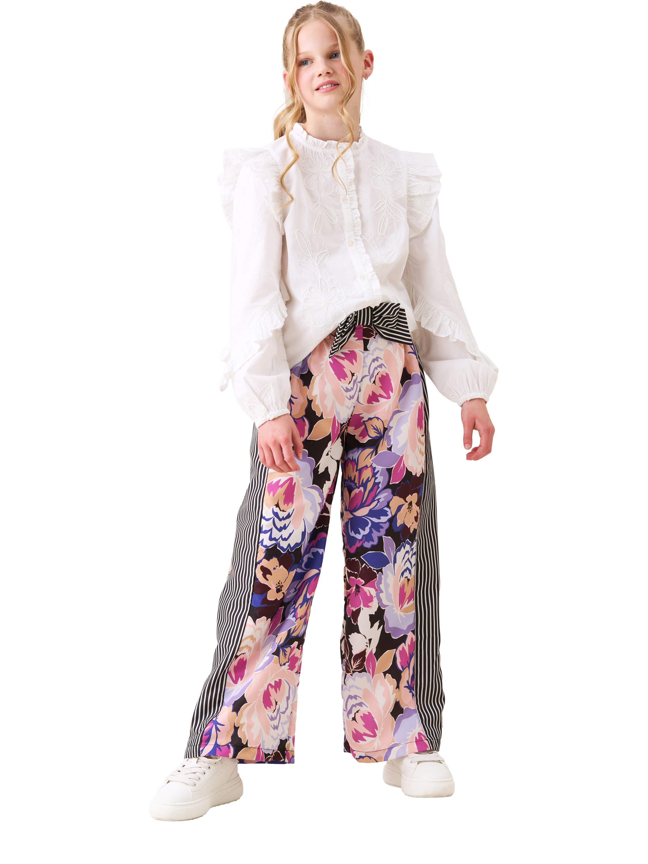 Product image 3 of 8, which shows Angel & Rocket Kids' Printed Wide Leg Trousers, Multi, 3 years