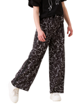 Angel & Rocket Kids' Bow Print Wide Leg Trousers, Black