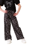Angel & Rocket Kids' Bow Print Wide Leg Trousers, Black