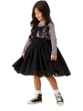 Angel & Rocket Kids' Striped Mesh Skirt Dress, Black
