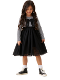 Angel & Rocket Kids' Striped Mesh Skirt Dress, Black