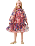 Angel & Rocket Kids' Mesh Long Sleeved Floral Dress, Multi