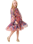 Angel & Rocket Kids' Mesh Long Sleeved Floral Dress, Multi