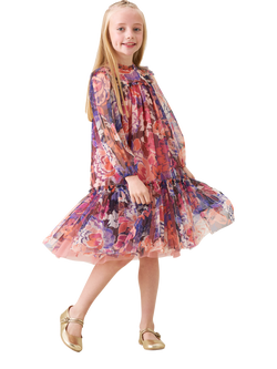 Angel & Rocket Kids' Mesh Long Sleeved Floral Dress, Multi - view 2, Multi