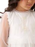 Angel & Rocket Kids' Long Sleeved Tiered Mesh Dress, Ivory