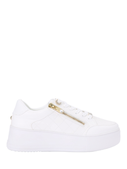 Carvela Jive Zip Flatform Trainers, White