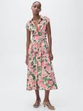 Mango Belted Floral Abstract Print Midi Shirt Dress, Beige/Multi