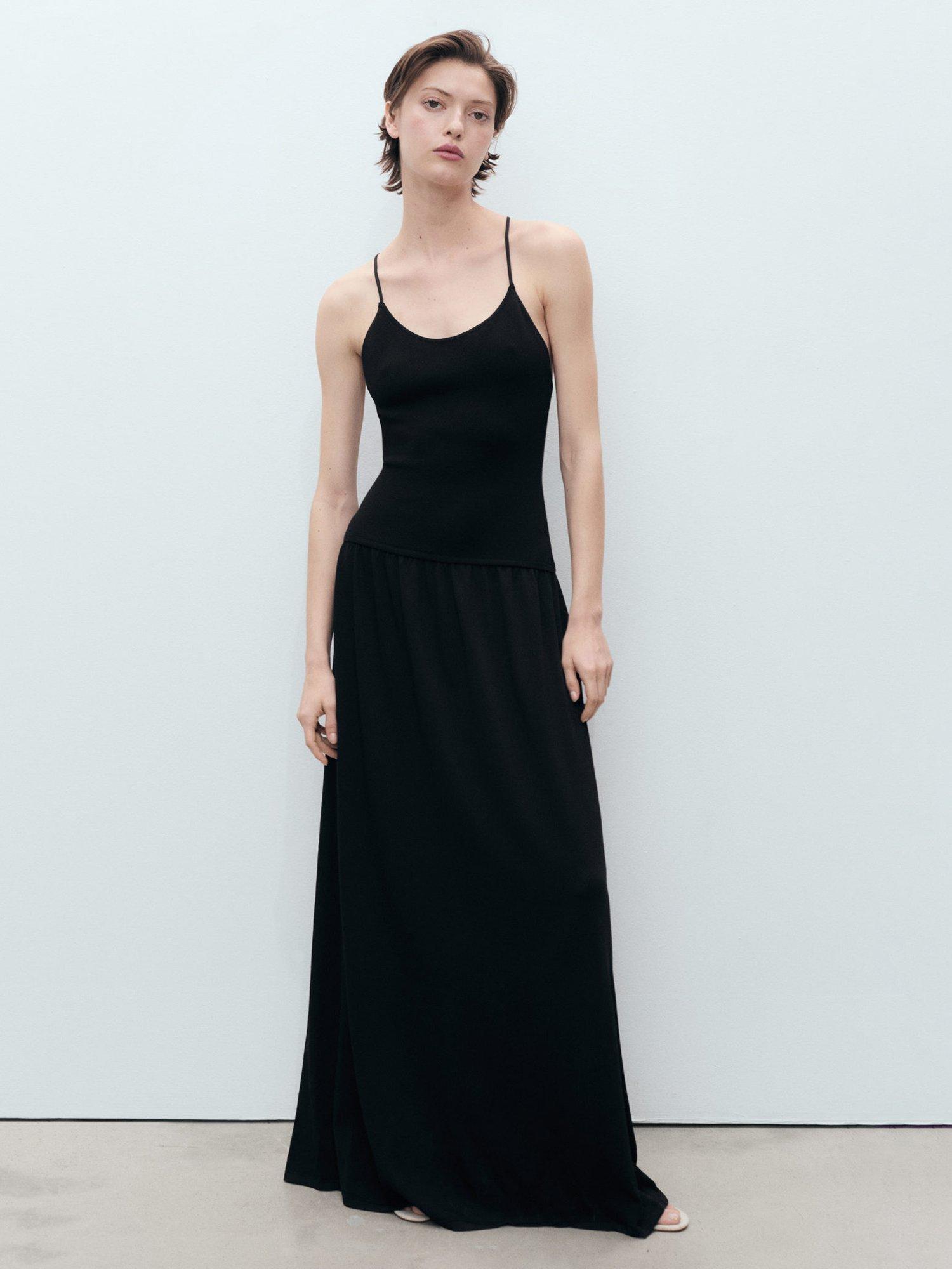 Product image 2 of 8, which shows Mango Martin Sleeveless Cross Back Maxi Dress, Black, 10