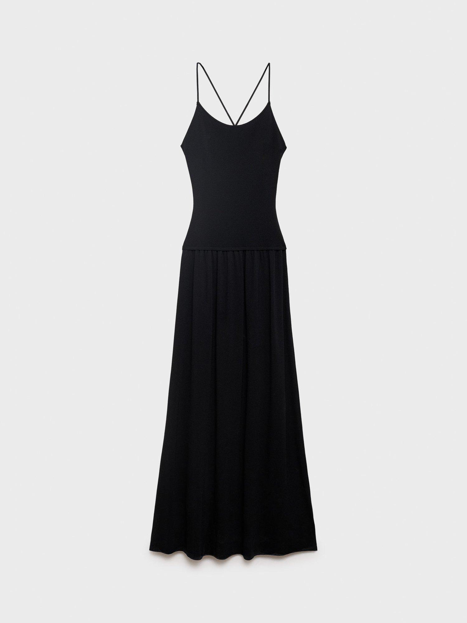 Product image 3 of 8, which shows Mango Martin Sleeveless Cross Back Maxi Dress, Black, 10