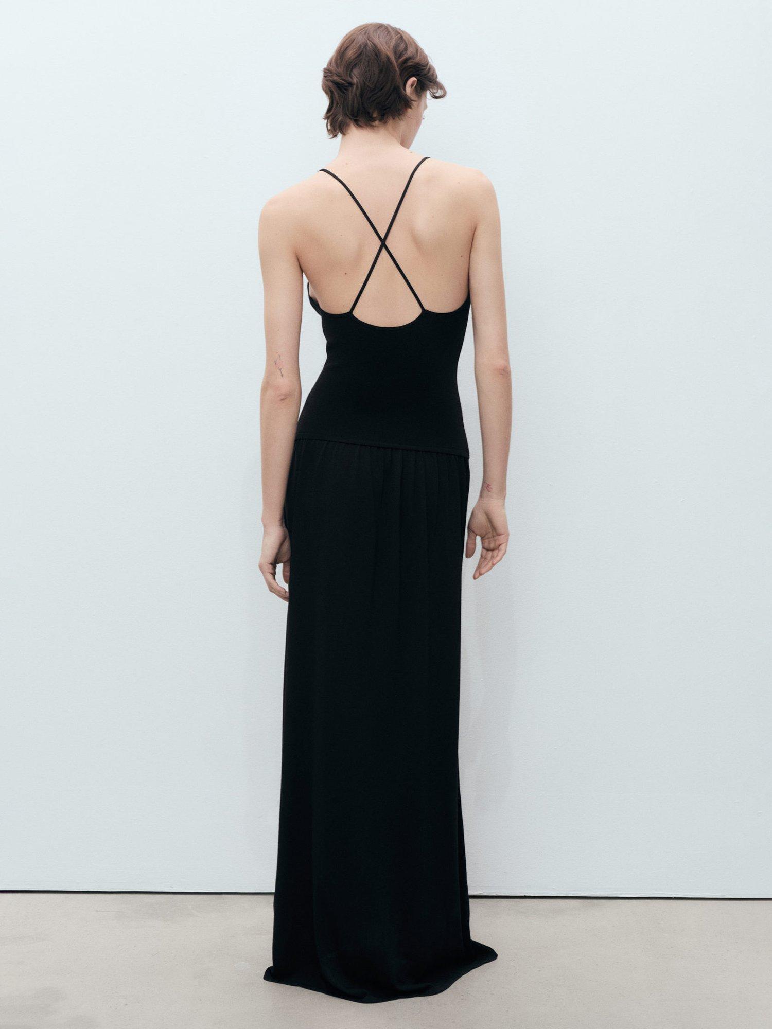 Product image 4 of 8, which shows Mango Martin Sleeveless Cross Back Maxi Dress, Black, 10