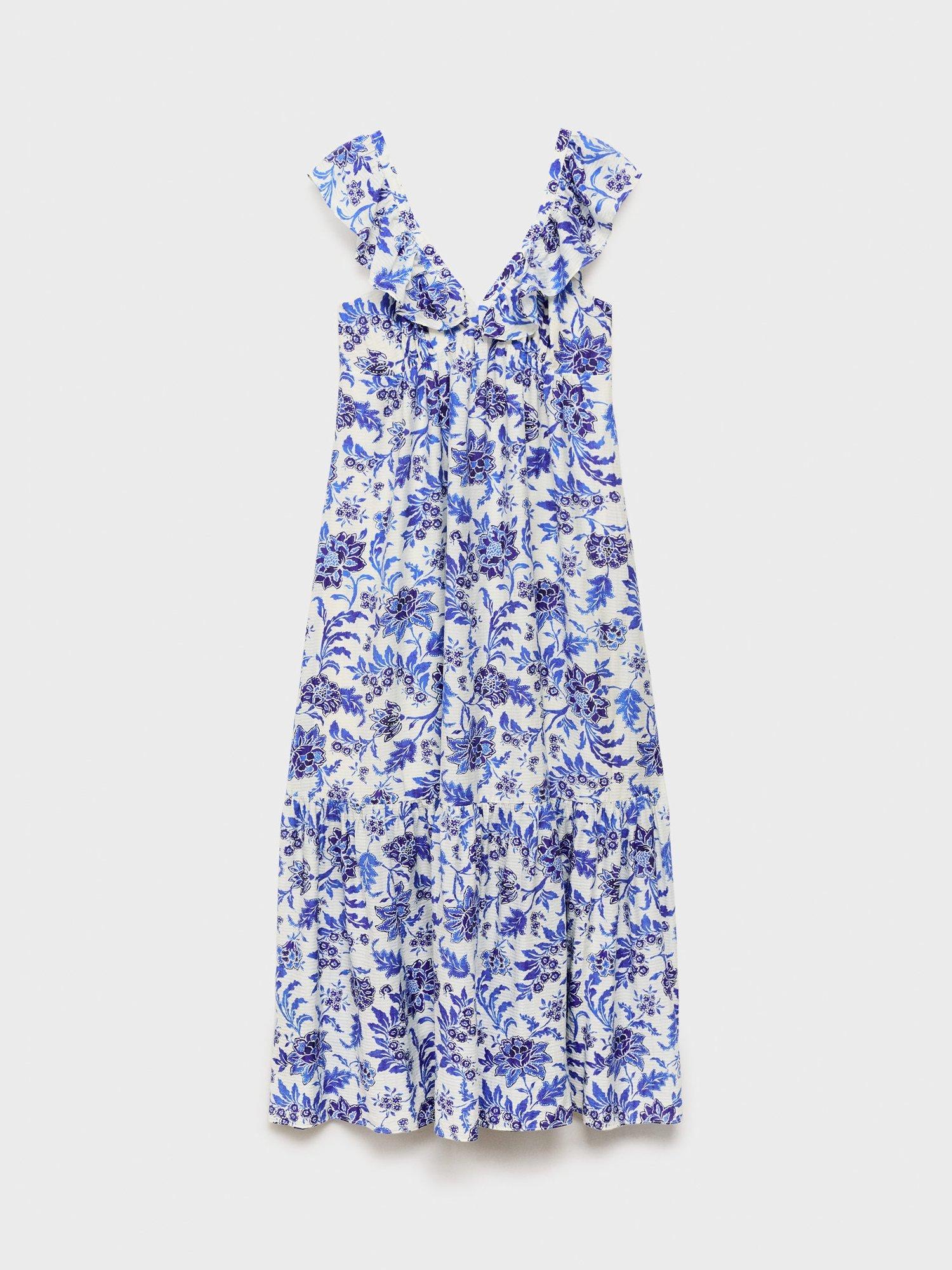 Product image 3 of 8, which shows Mango Ramona Floral Dress, Medium Blue, 10