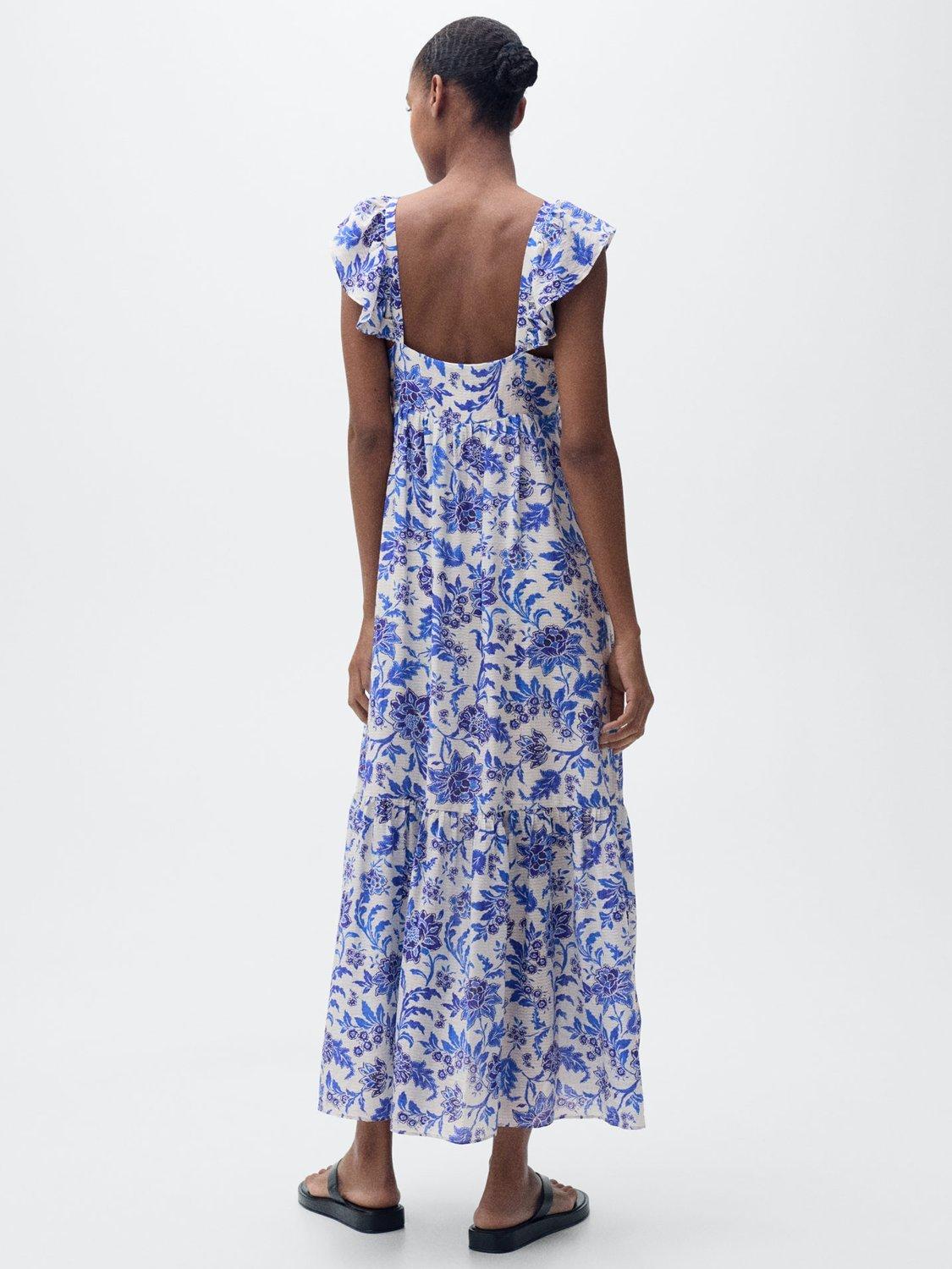 Product image 4 of 8, which shows Mango Ramona Floral Dress, Medium Blue, 10