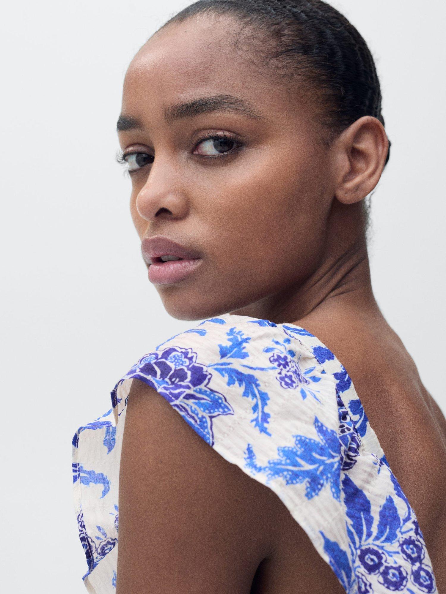 Product image 6 of 8, which shows Mango Ramona Floral Dress, Medium Blue, 10