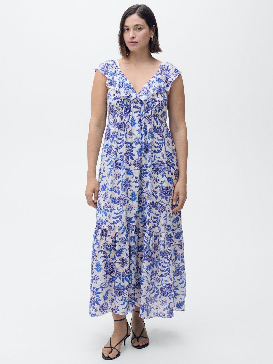 Product image 7 of 8, which shows Mango Ramona Floral Dress, Medium Blue, 10