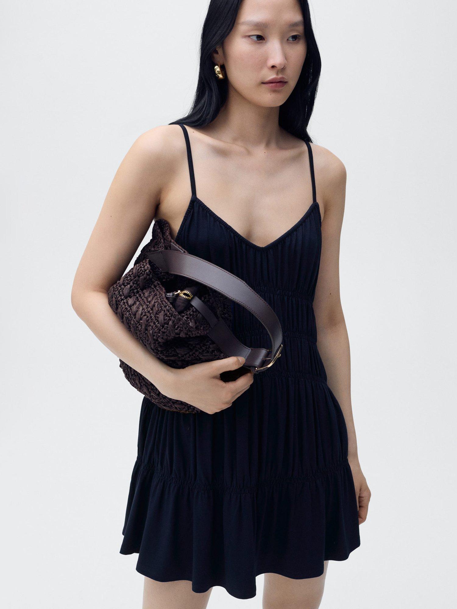 Product image 1 of 6, which shows Mango Nola Tiered Mini Dress, Navy, 14