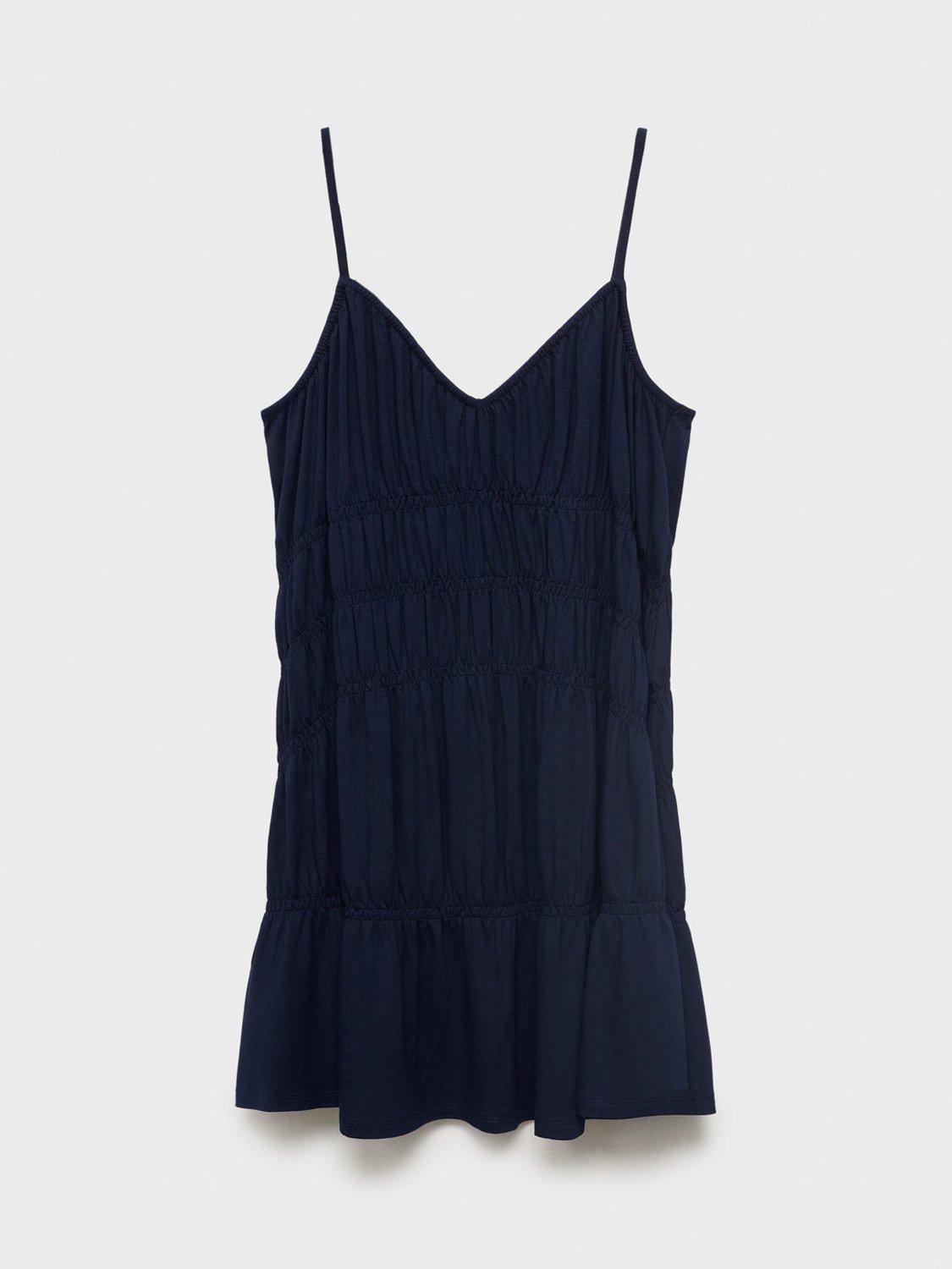 Product image 3 of 6, which shows Mango Nola Tiered Mini Dress, Navy, 14