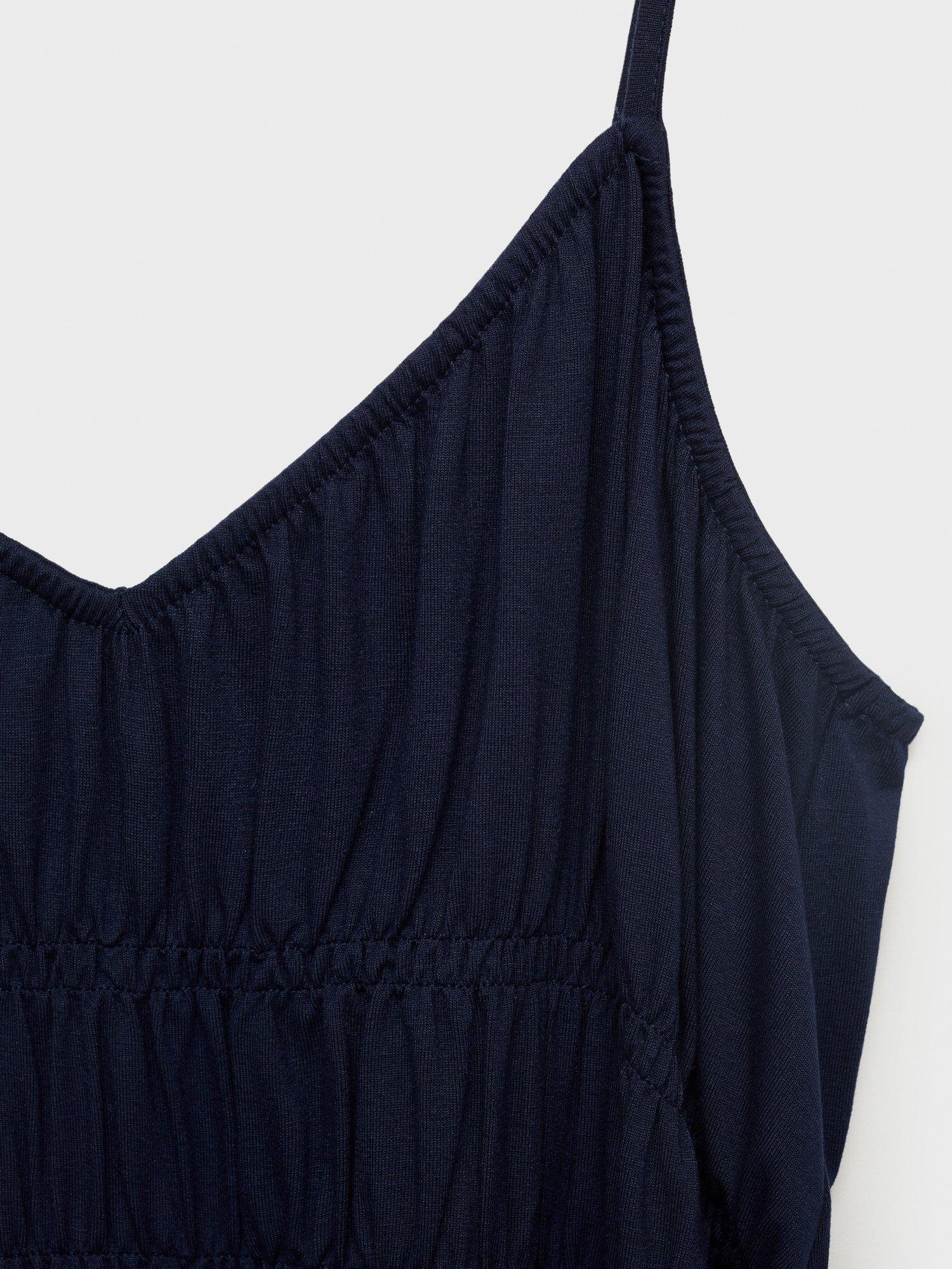 Product image 6 of 6, which shows Mango Nola Tiered Mini Dress, Navy, 14
