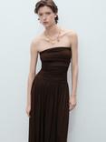 Mango Owl Ruched Bandeau Neck Dress