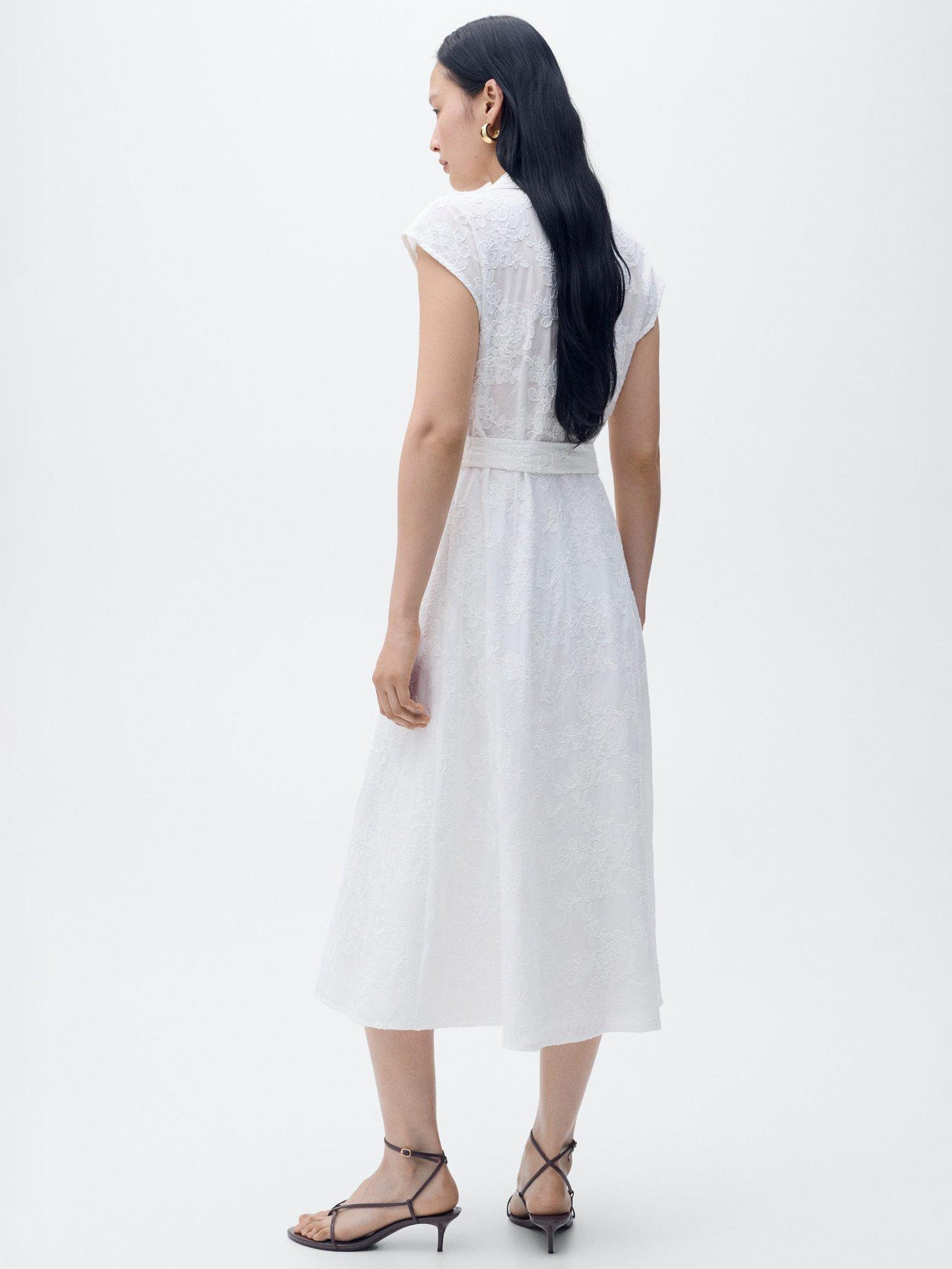 Product image 4 of 9, which shows Mango Sarita Embroidered Shirt Dress, White, 16