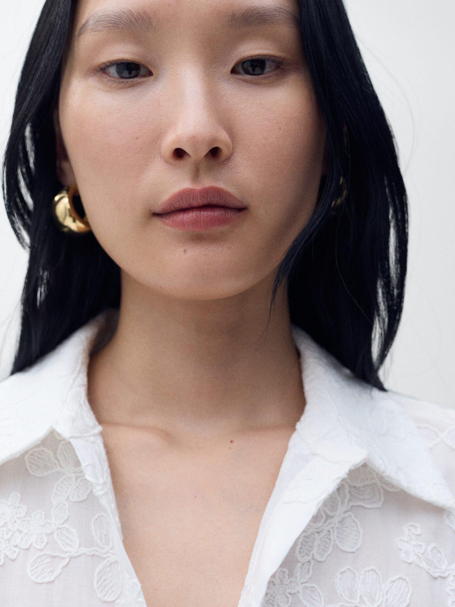 Product image 6 of 9, which shows Mango Sarita Embroidered Shirt Dress, White, 16