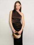 Mango Safron Asymmetric Satin Dress, Brown