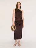 Mango Safron Asymmetric Satin Dress, Brown