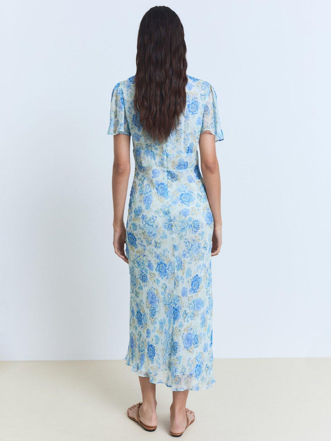 Product image 4 of 7, which shows Mango Ronaldi Floral Tea Dress, Medium Blue, 10