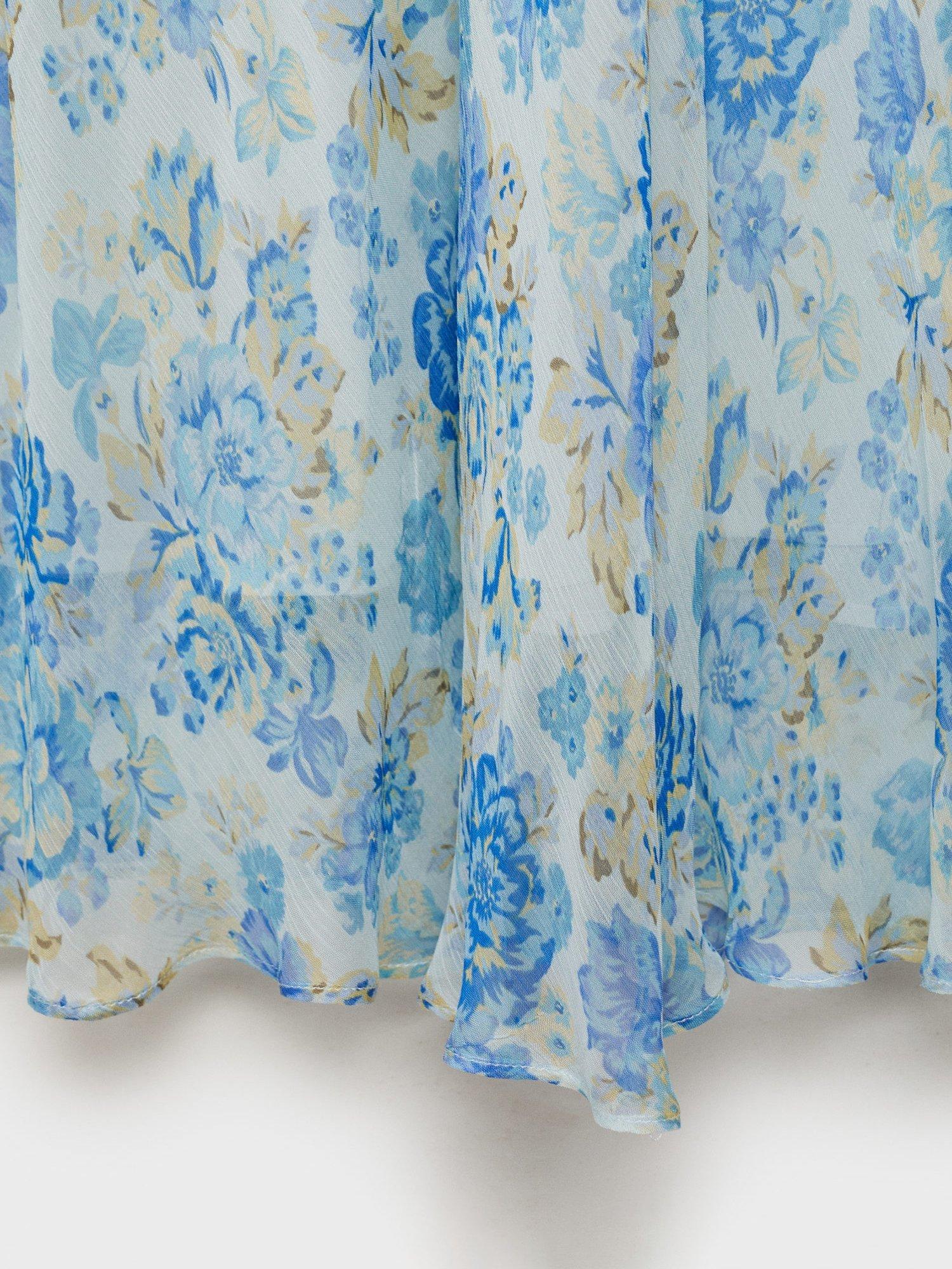 Product image 5 of 7, which shows Mango Ronaldi Floral Tea Dress, Medium Blue, 10
