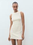Mango Ria Textured Knit Mini Dress, Light Beige