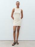 Mango Ria Textured Knit Mini Dress, Light Beige