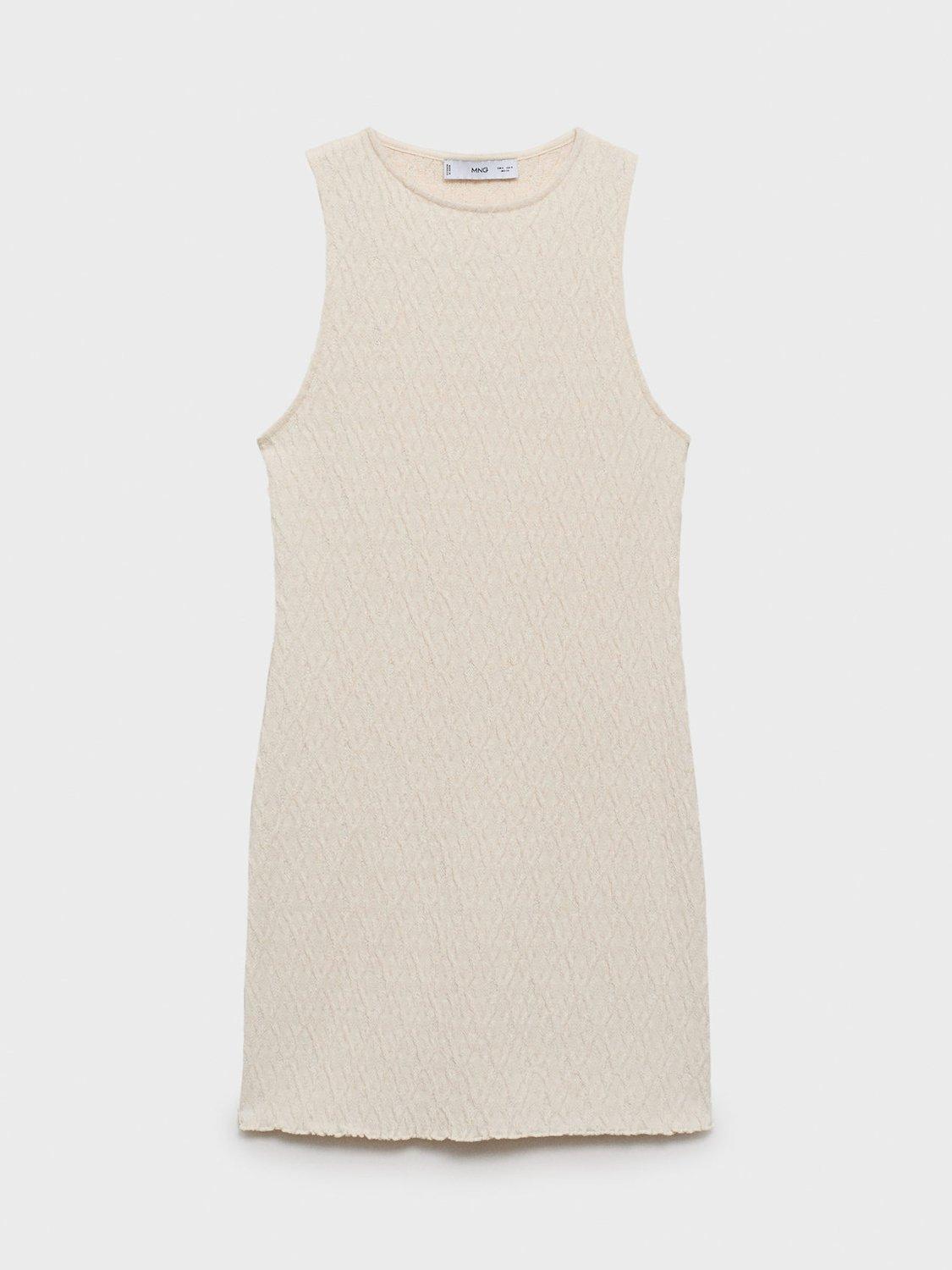 Product image 3 of 7, which shows Mango Ria Textured Knit Mini Dress, Light Beige, 10