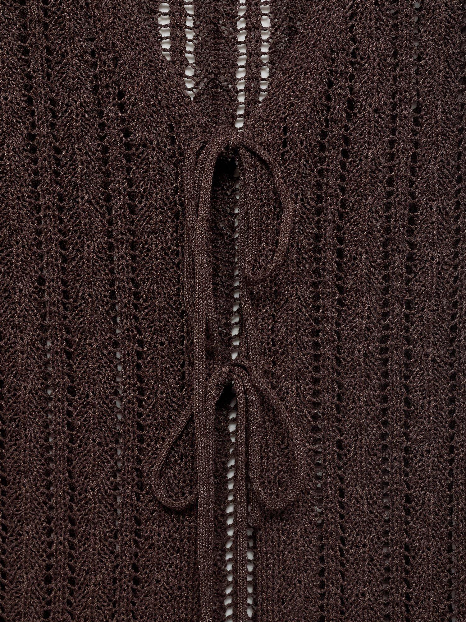 Product image 7 of 8, which shows Mango Magnolia Sleeveless Knitted Waistcoat, Dark Brown, 14|16