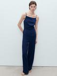 Mango Creta Sleeveless Wide Leg Jumpsuit, Open Blue