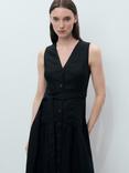 Mango Zamore Linen Rich Midi Dress, Black