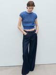 Mango Skie Short Sleeve Cropped Crochet Sweater