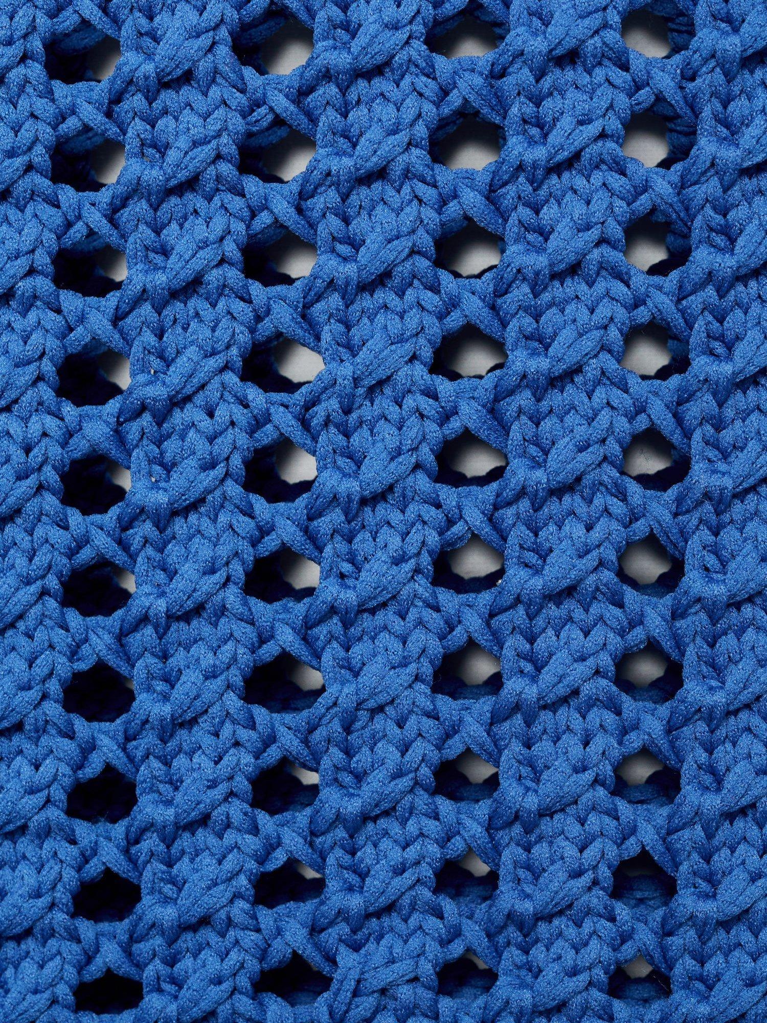 Product image 7 of 7, which shows Mango Skie Short Sleeve Cropped Crochet Sweater, Medium Blue, M