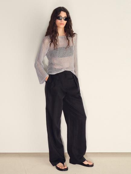 Mango Netto Round Neck Textured Sweater - view 2, Silver