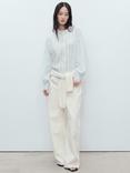 Mango Stripe Long Sleeve Shirt, Medium Blue