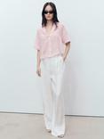 Mango Coconut Cotton Semi Sheer Striped Blouse