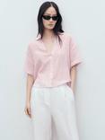 Mango Coconut Cotton Semi Sheer Striped Blouse