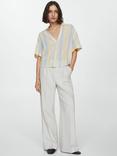 Mango Coconut Stripe Semi Sheer Shirt, Yellow/Multi