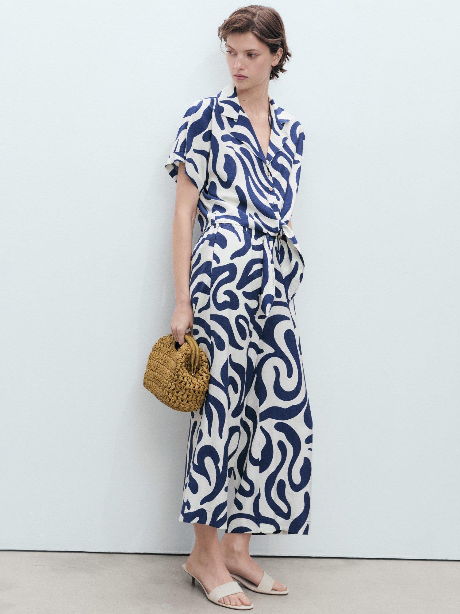 Product image 2 of 9, which shows Mango Life Stripe Knot Detail Shirt, White/Multi, 10
