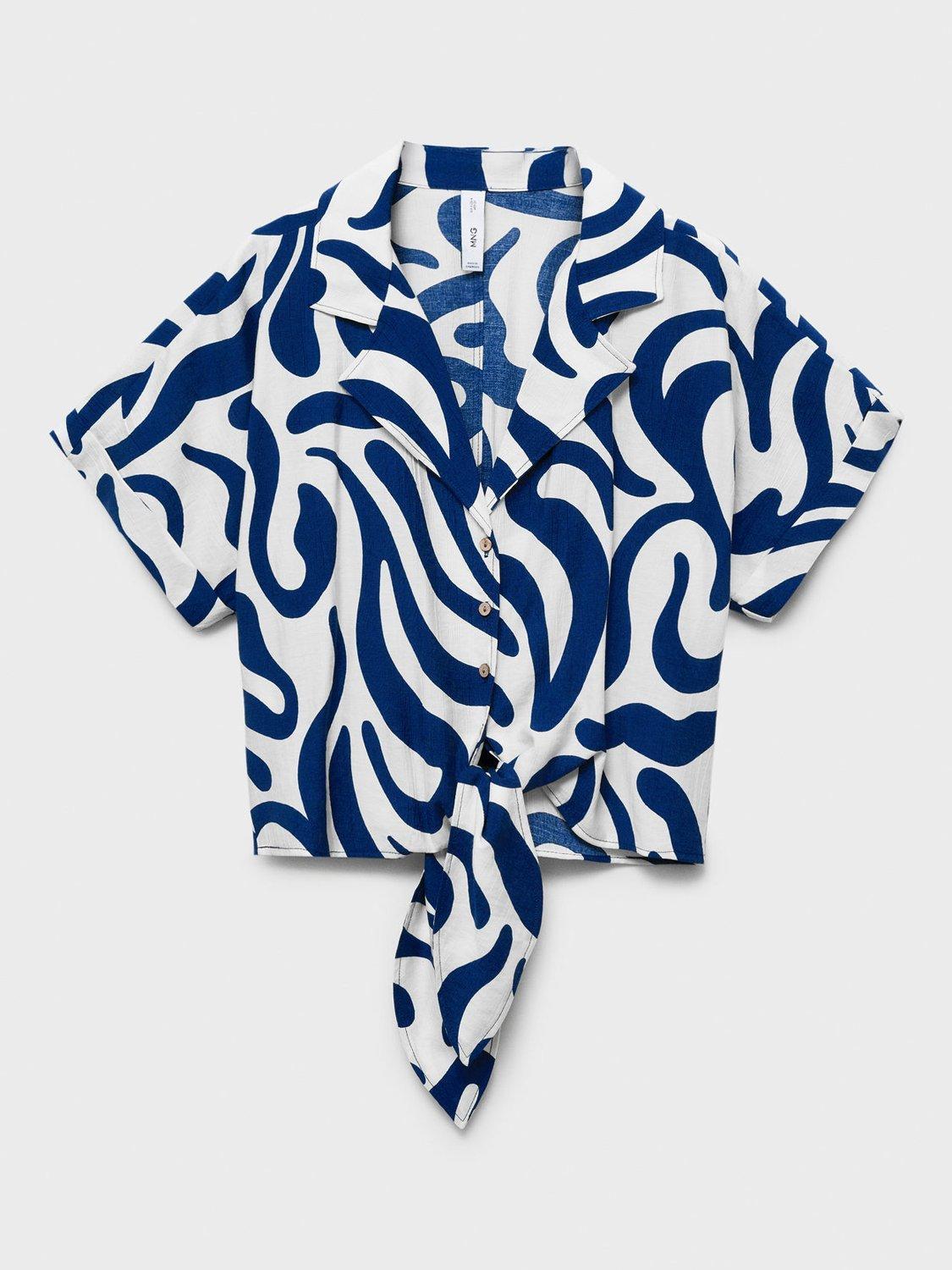 Product image 3 of 9, which shows Mango Life Stripe Knot Detail Shirt, White/Multi, 10