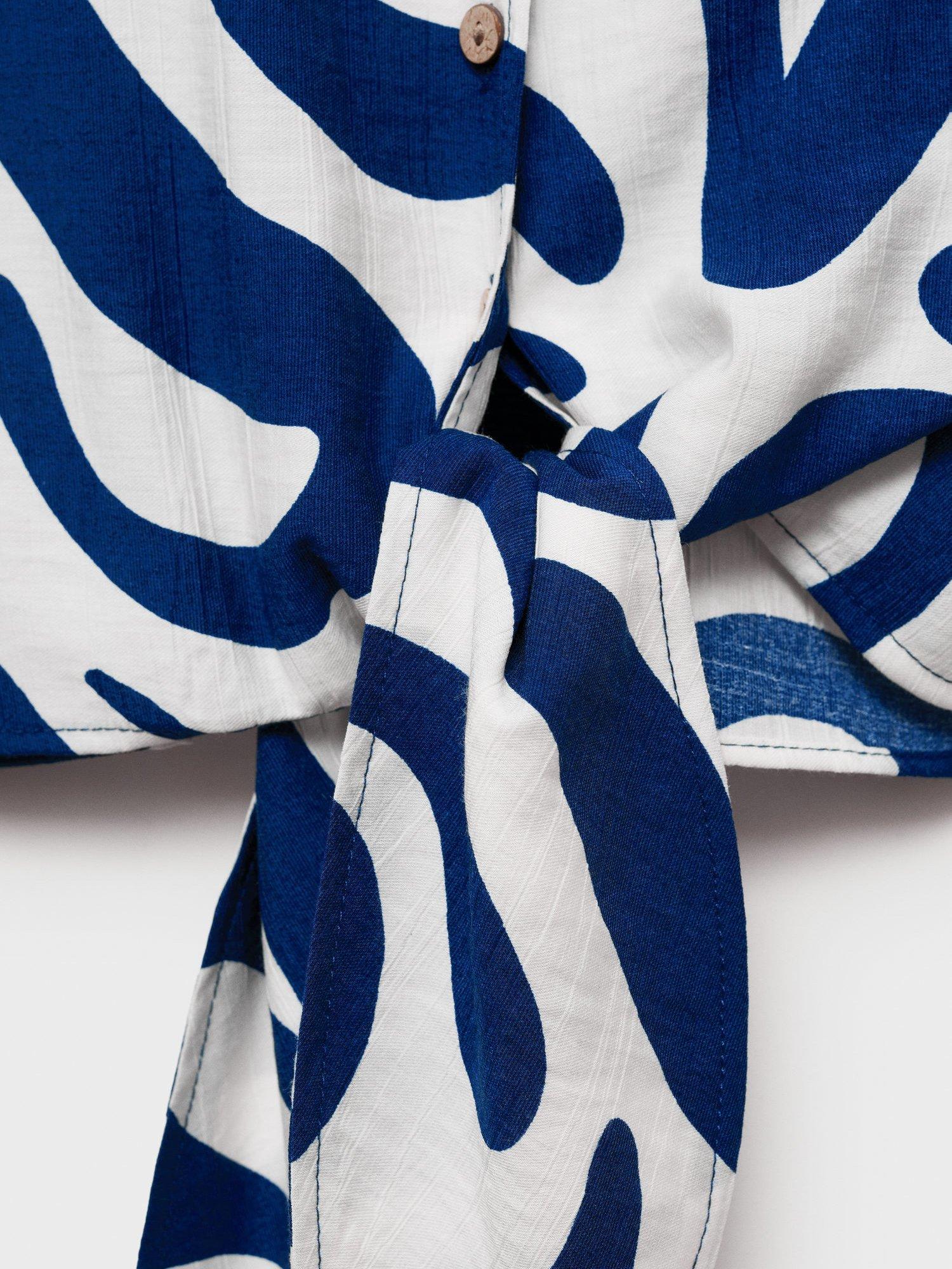 Product image 5 of 9, which shows Mango Life Stripe Knot Detail Shirt, White/Multi, 10