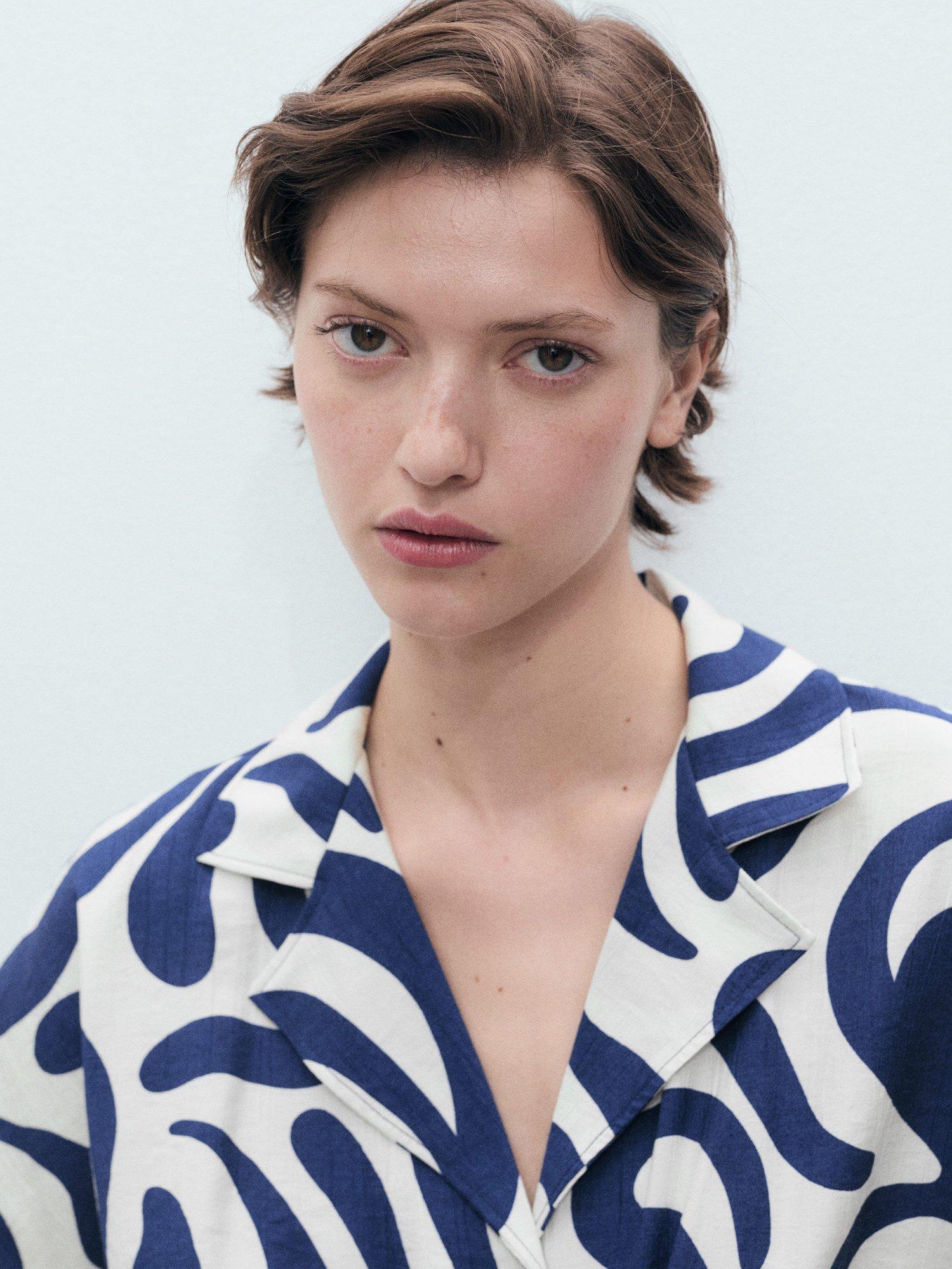 Product image 6 of 9, which shows Mango Life Stripe Knot Detail Shirt, White/Multi, 10