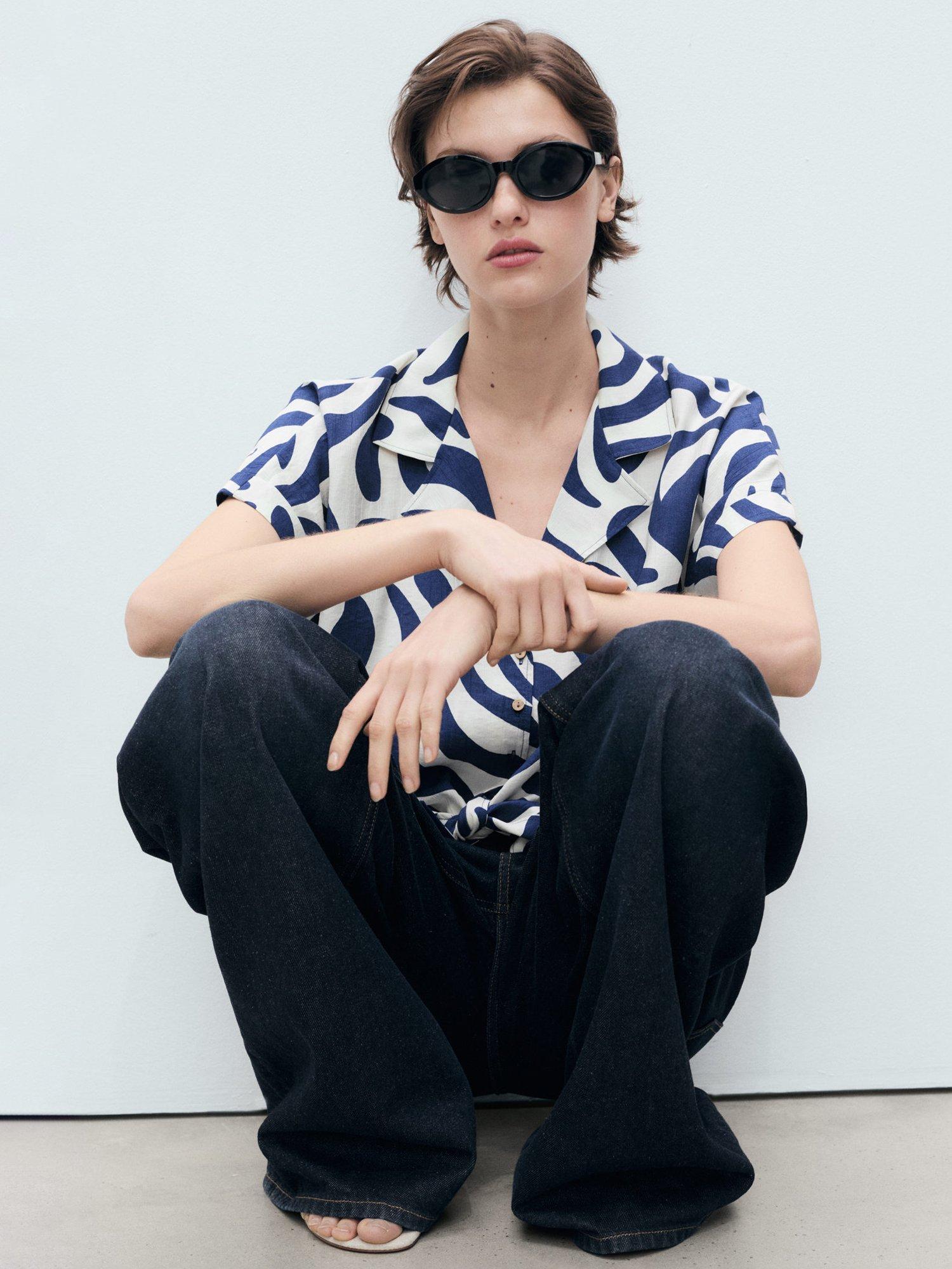 Product image 7 of 9, which shows Mango Life Stripe Knot Detail Shirt, White/Multi, 10