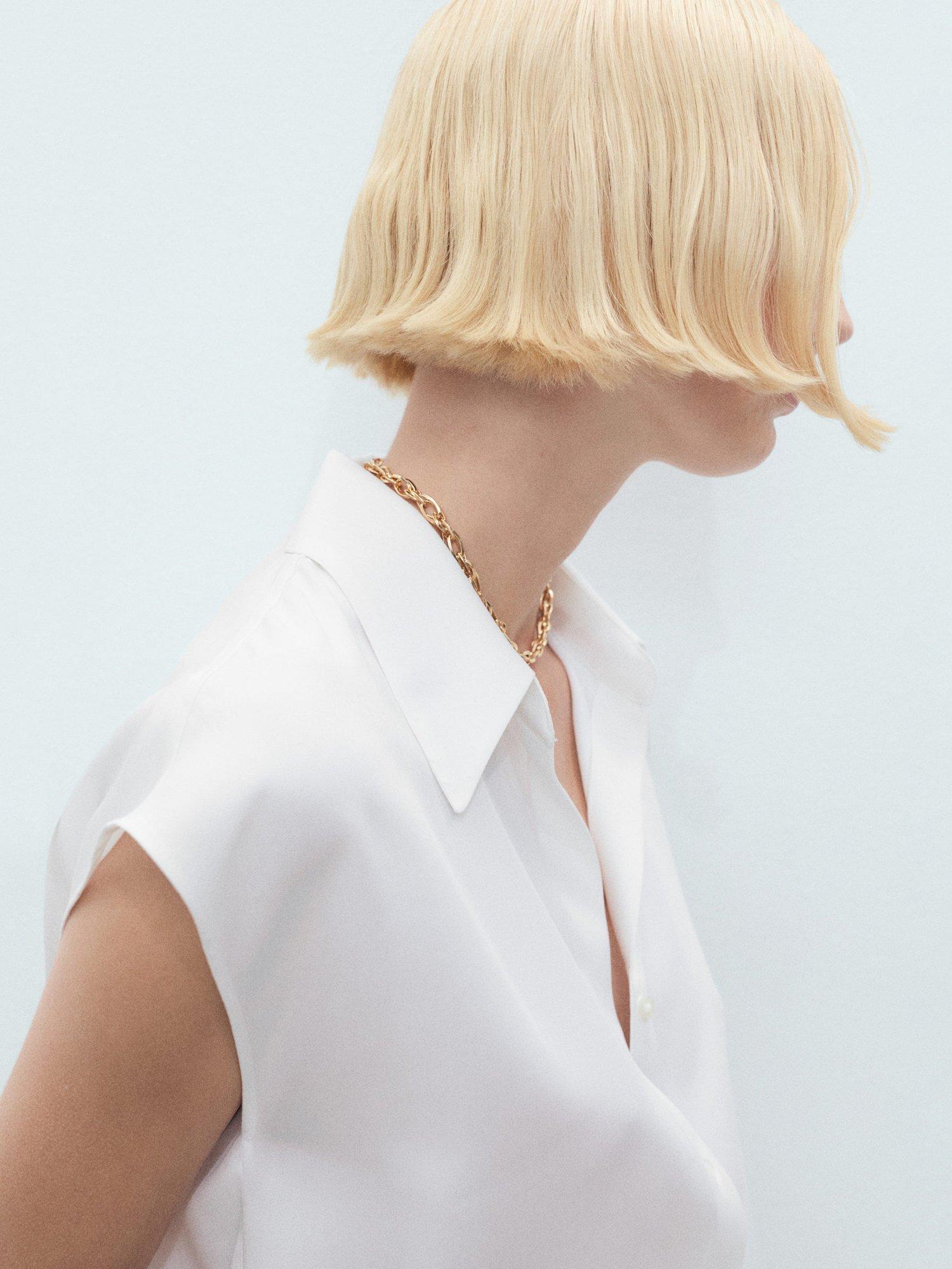 Product image 6 of 9, which shows Mango Lim Sleeveless Shirt, Natural White, 10