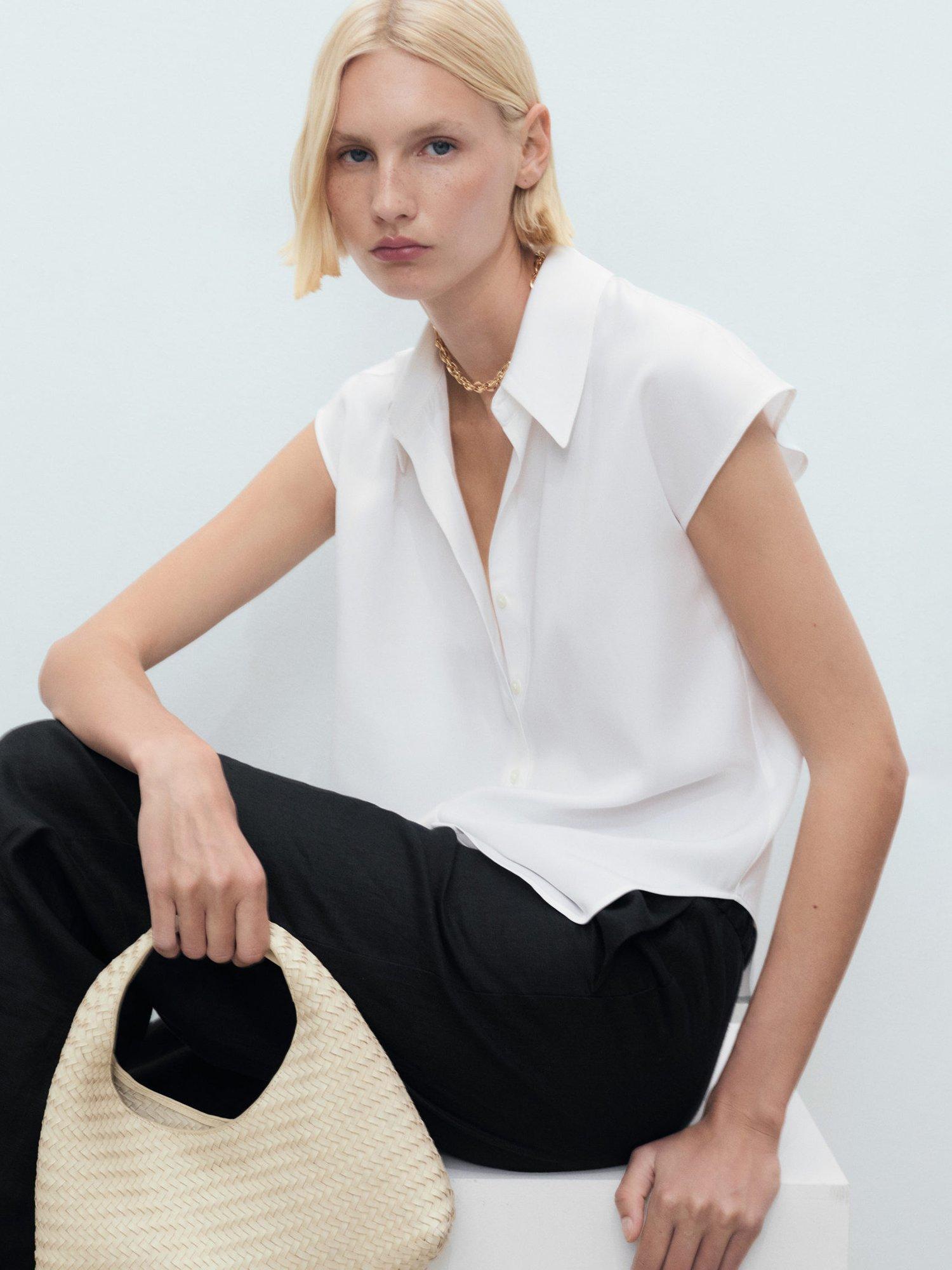 Product image 7 of 9, which shows Mango Lim Sleeveless Shirt, Natural White, 10