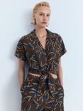 Mango Life Leafs Knot Detail Shirt, Brown