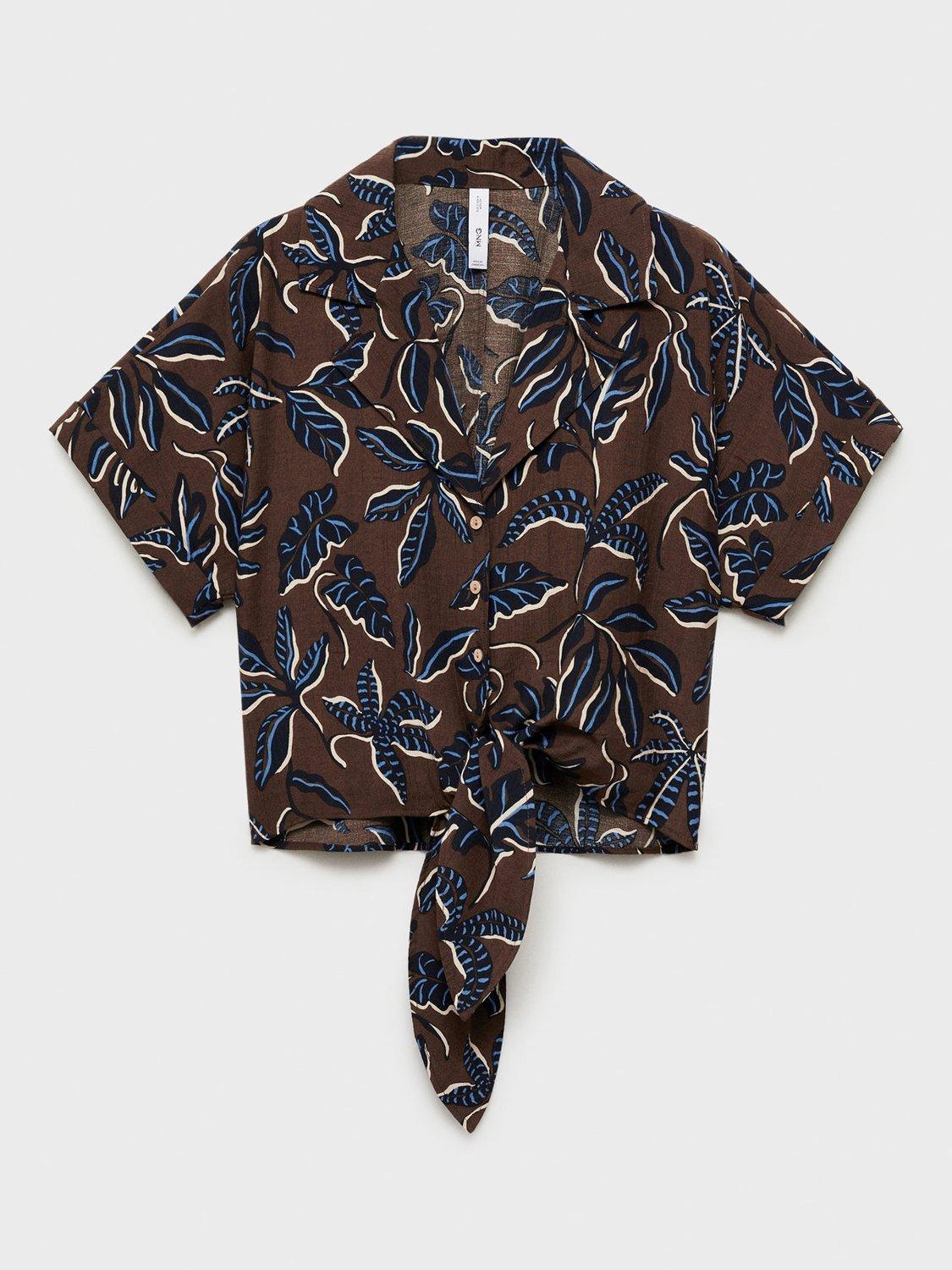 Product image 3 of 9, which shows Mango Life Leafs Knot Detail Shirt, Brown, 10